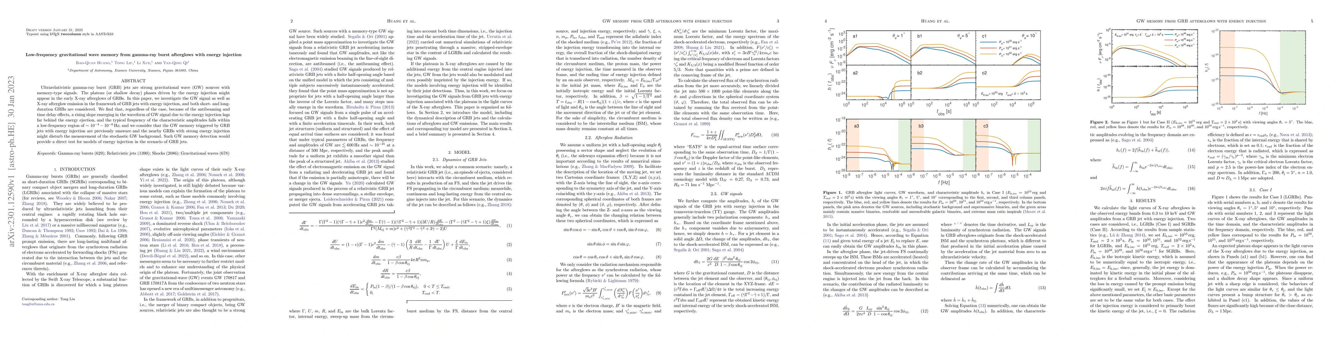 Thumbnail for Low-frequency gravitational wave memory from gamma-ray burst afterglows
  with energy injection