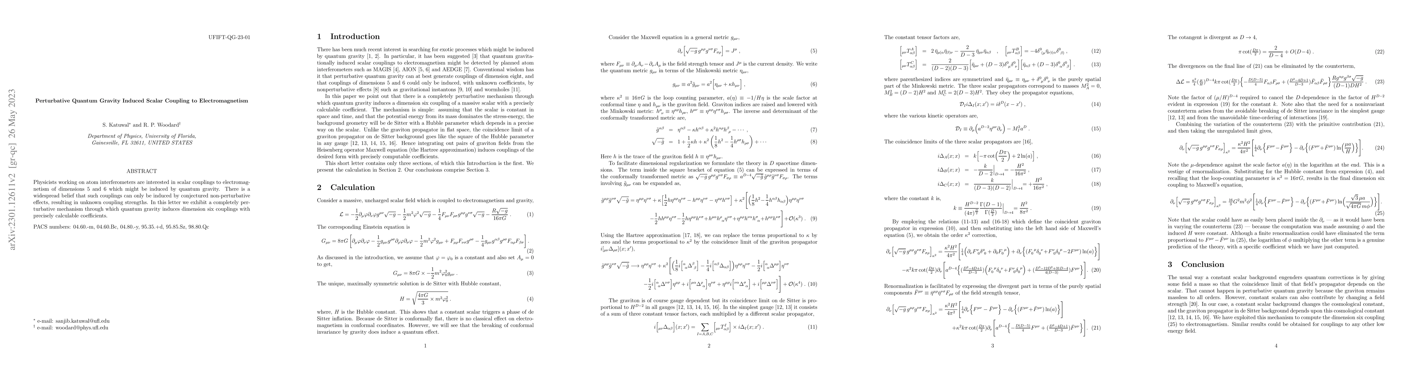 Thumbnail for Perturbative Quantum Gravity Induced Scalar Coupling to Electromagnetism