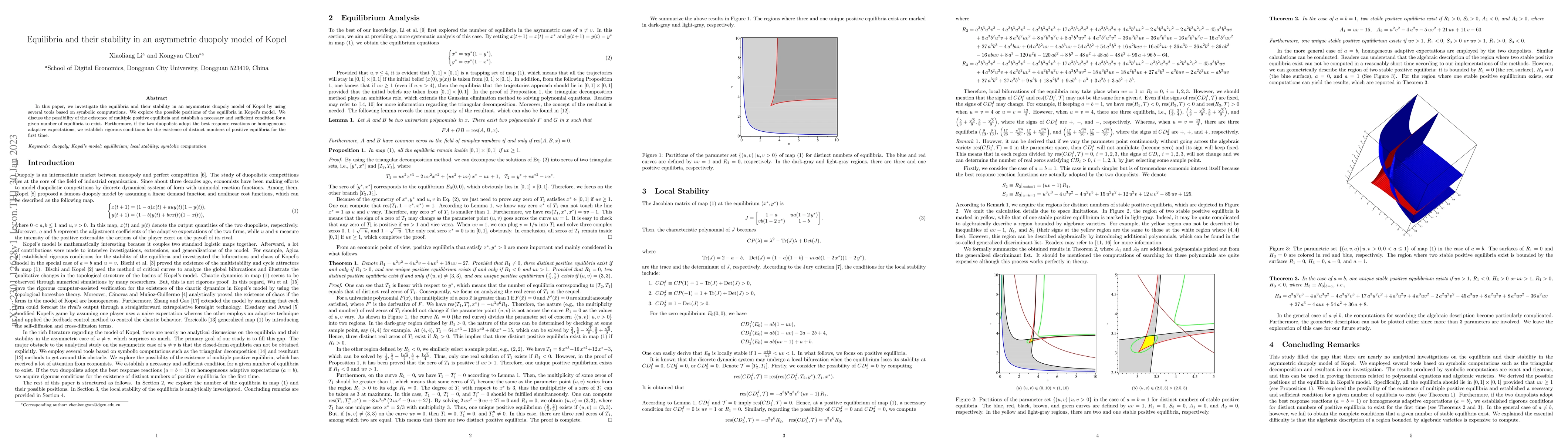 Thumbnail for Equilibria and their stability in an asymmetric duopoly model of Kopel