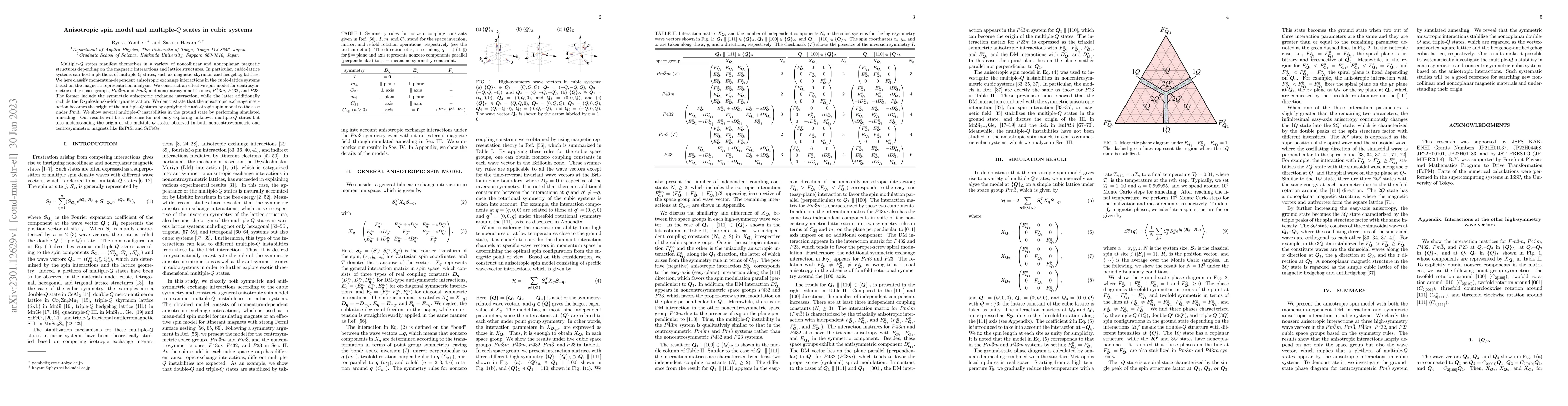 Thumbnail for Anisotropic spin model and multiple-$Q$ states in cubic systems
