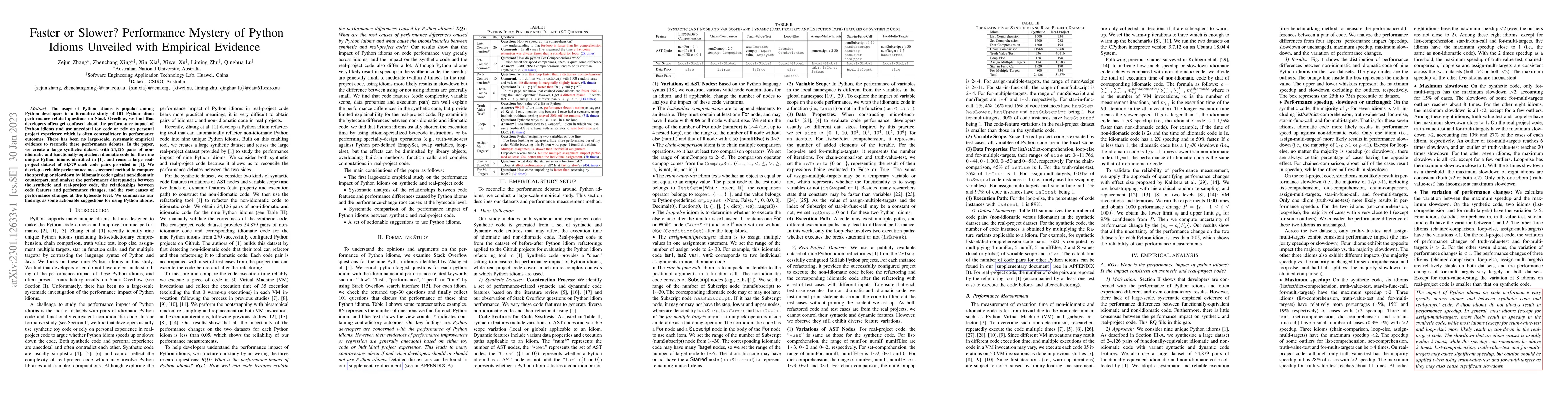 Thumbnail for Faster or Slower? Performance Mystery of Python Idioms Unveiled with
  Empirical Evidence