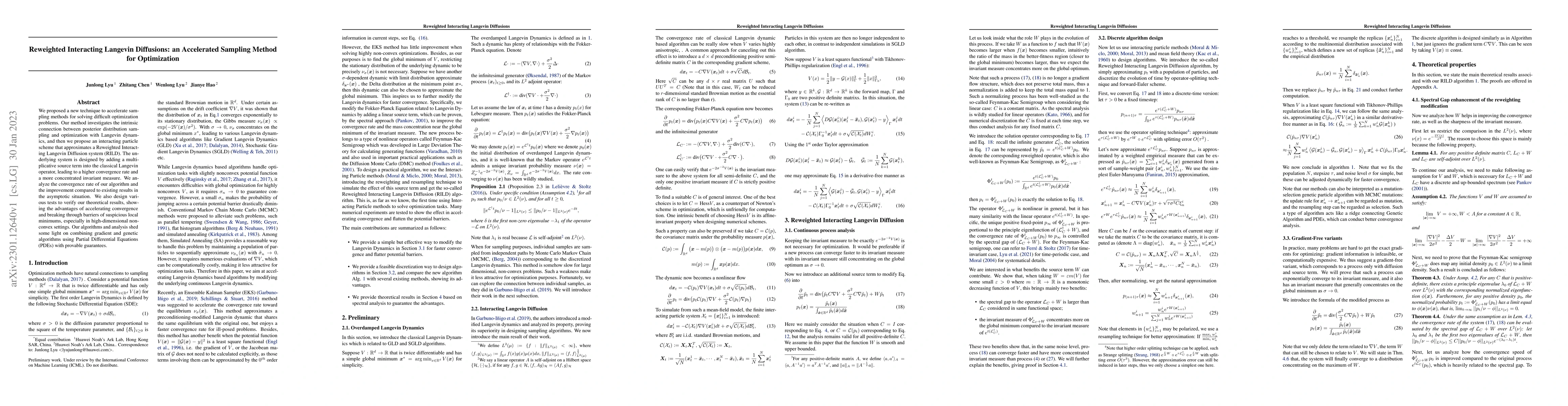 Thumbnail for Reweighted Interacting Langevin Diffusions: an Accelerated Sampling
  Methodfor Optimization