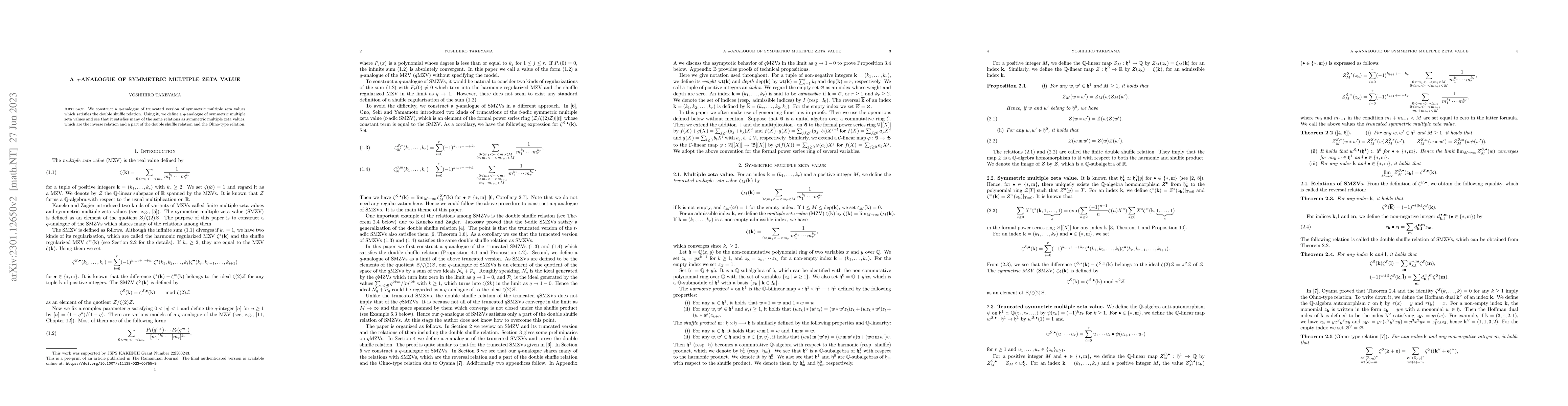 Thumbnail for A q-analogue of symmetric multiple zeta value