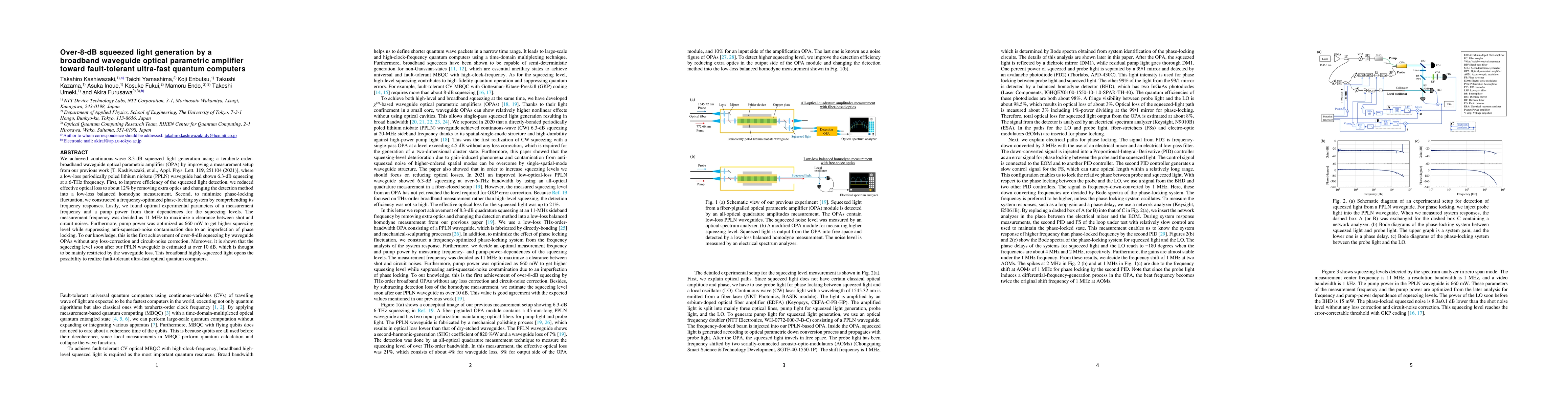 Thumbnail for Over-8-dB squeezed light generation by a broadband waveguide optical
  parametric amplifier toward fault-tolerant ultra-fast quantum computers