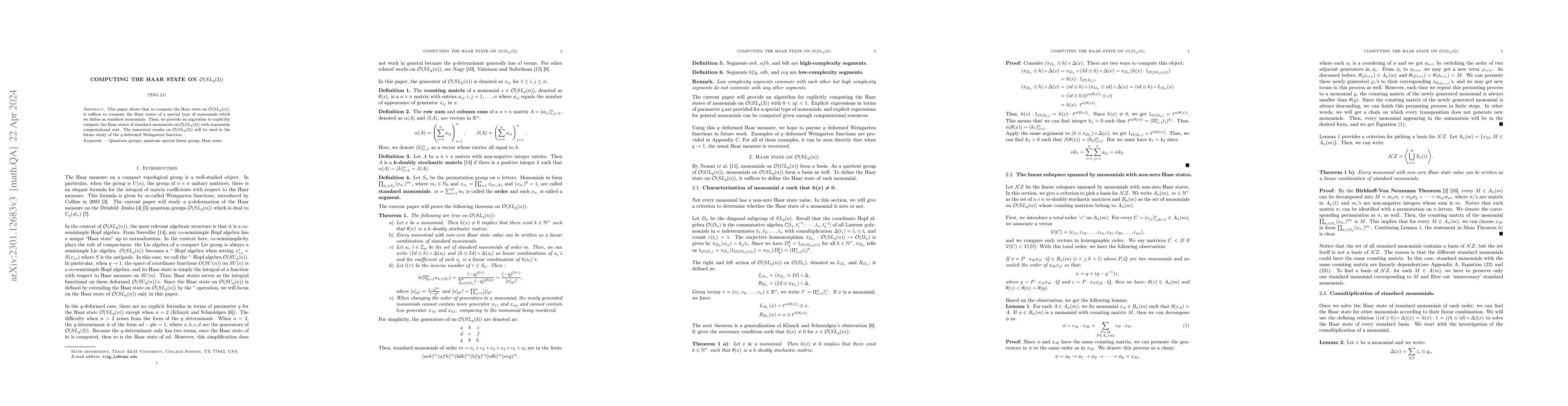Thumbnail for Computing the Haar state on ${\mathbb{O}(SL_q(3))}$