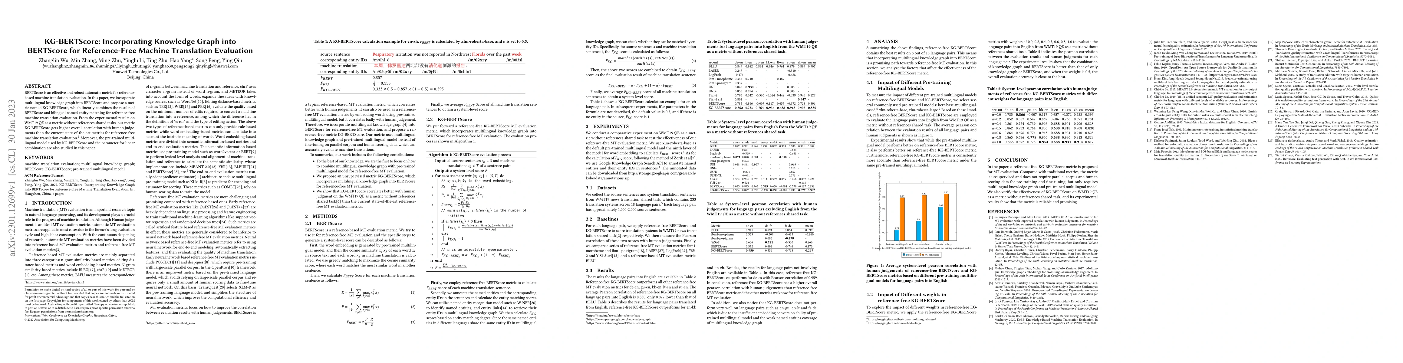 Thumbnail for KG-BERTScore: Incorporating Knowledge Graph into BERTScore for
  Reference-Free Machine Translation Evaluation