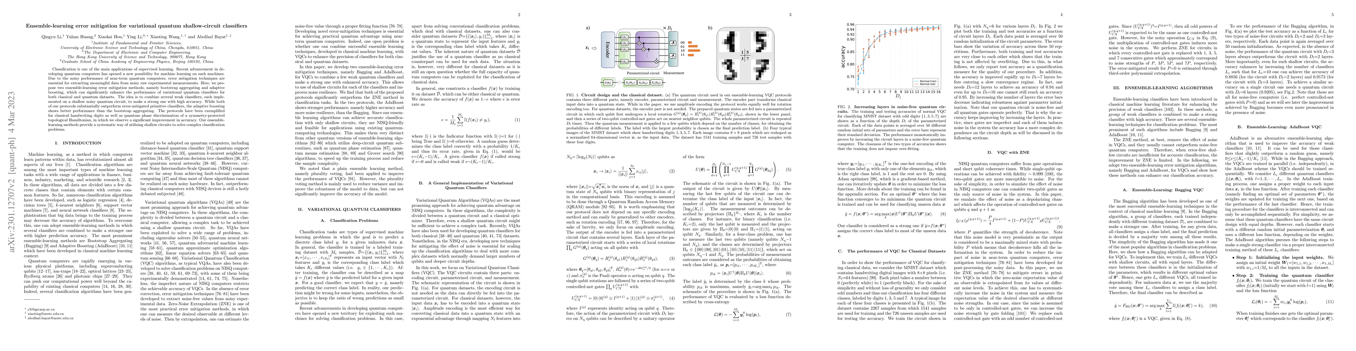 Thumbnail for Ensemble-learning error mitigation for variational quantum
  shallow-circuit classifiers