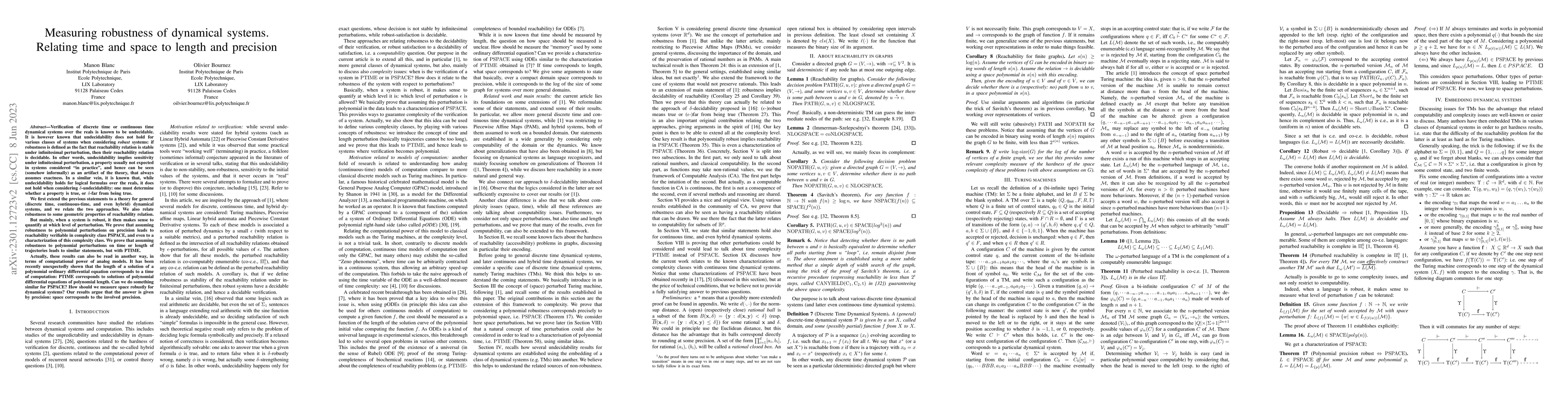 Thumbnail for Measuring robustness of dynamical systems. Relating time and space to
  length and precision