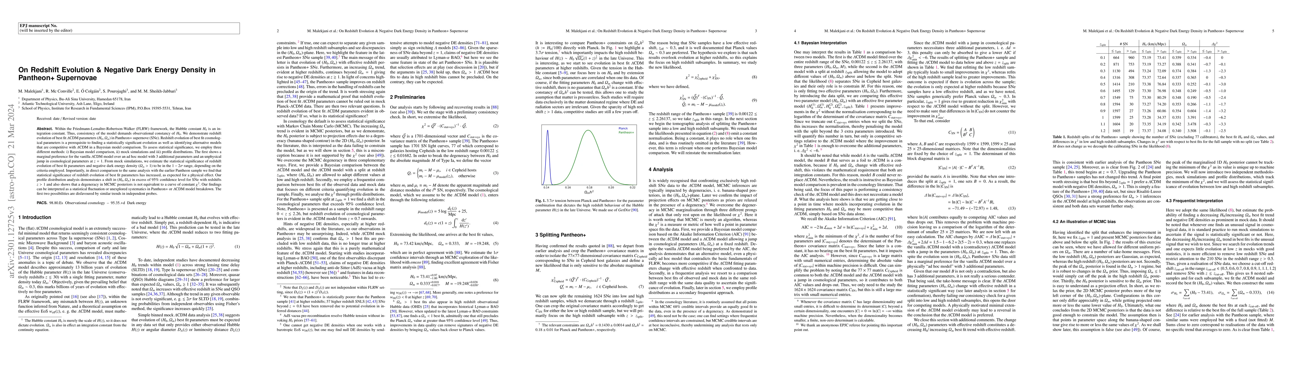 Thumbnail for On Redshift Evolution & Negative Dark Energy Density in Pantheon+
  Supernovae