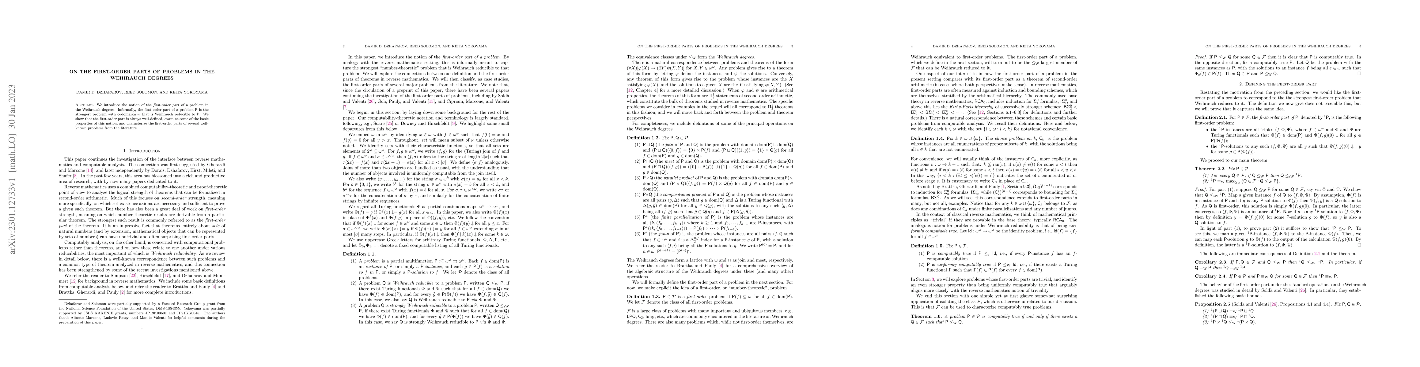 Thumbnail for On the first-order parts of problems in the Weihrauch degrees