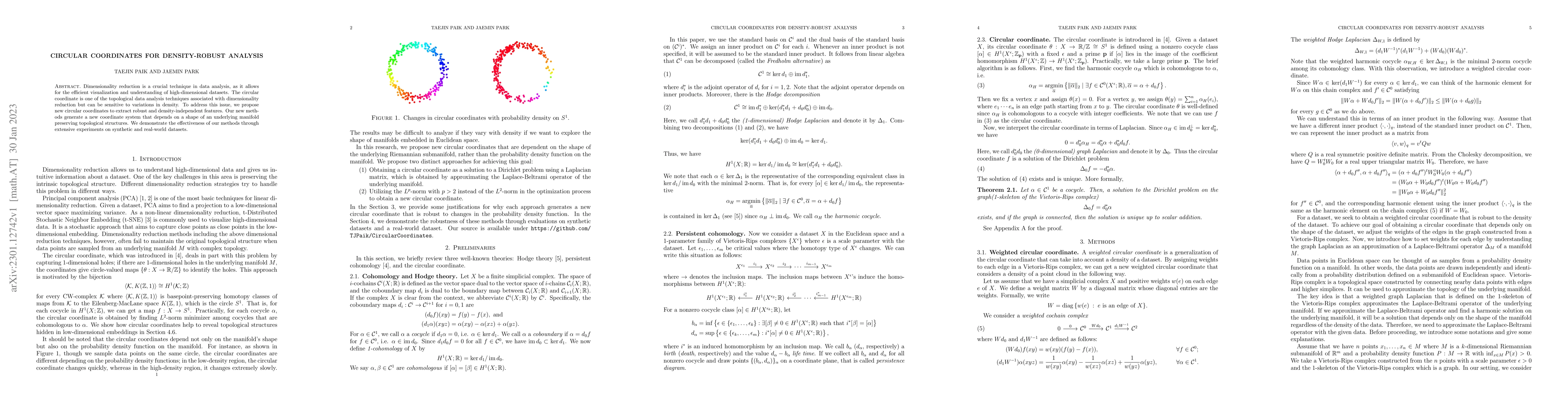 Thumbnail for Circular Coordinates for Density-Robust Analysis