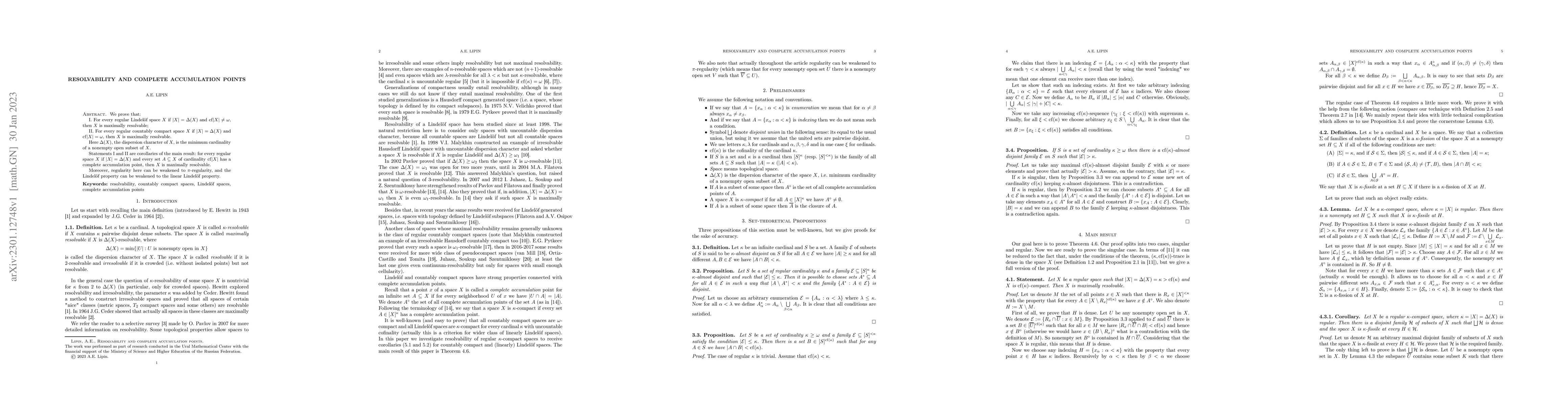 Thumbnail for Resolvability and complete accumulation points