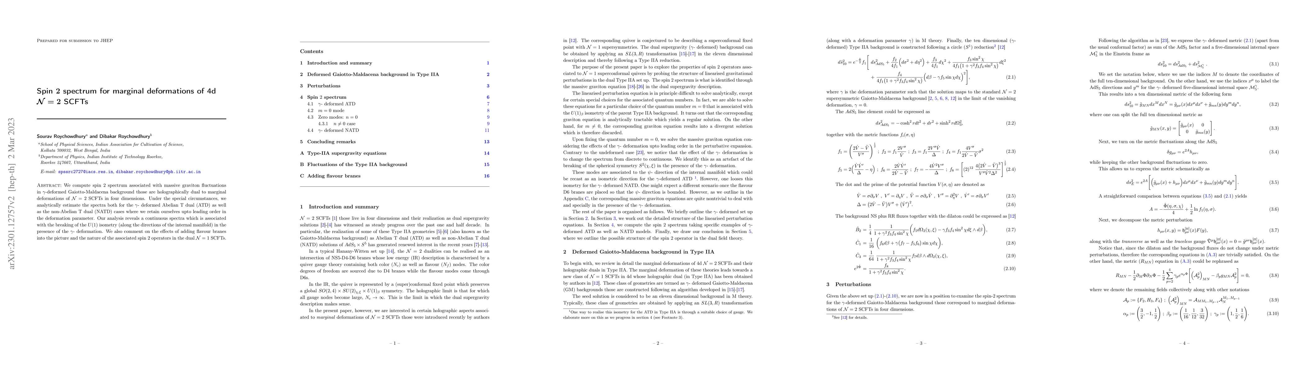 Thumbnail for Spin $ 2 $ spectrum for marginal deformations of 4d $ \mathcal{N}=2 $
  SCFTs
