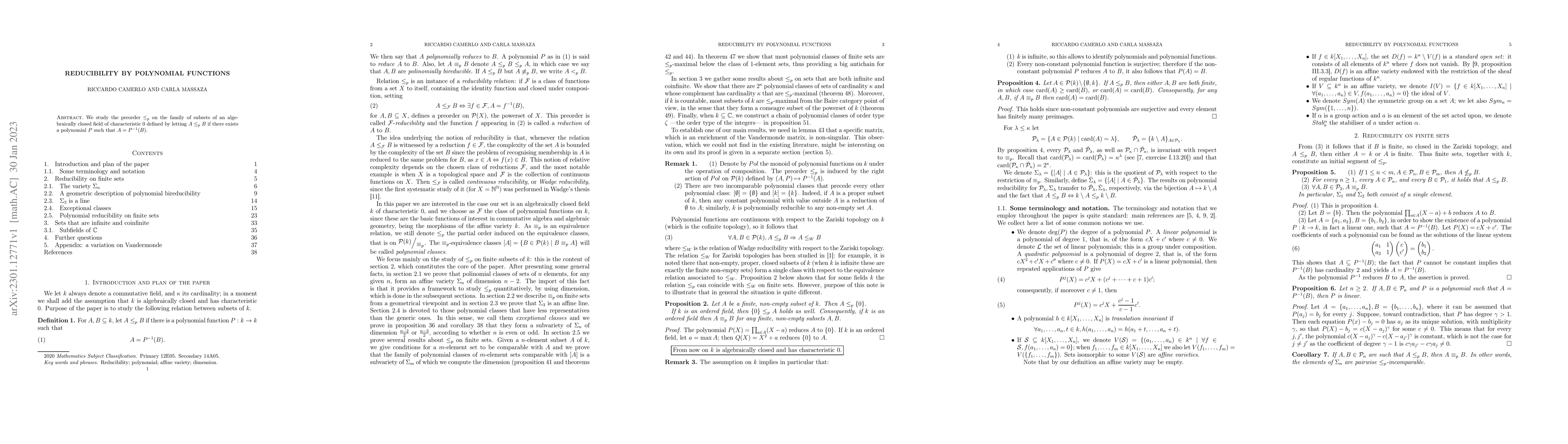 Thumbnail for Reducibility by polynomial functions