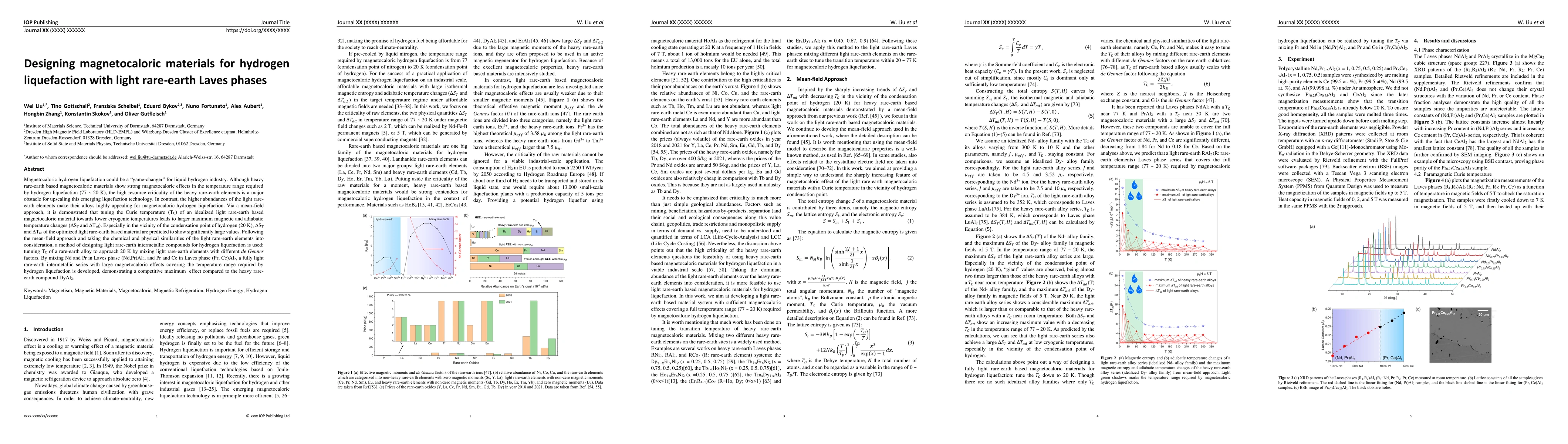 Thumbnail for Designing magnetocaloric materials for hydrogen liquefaction with light
  rare-earth Laves phases
