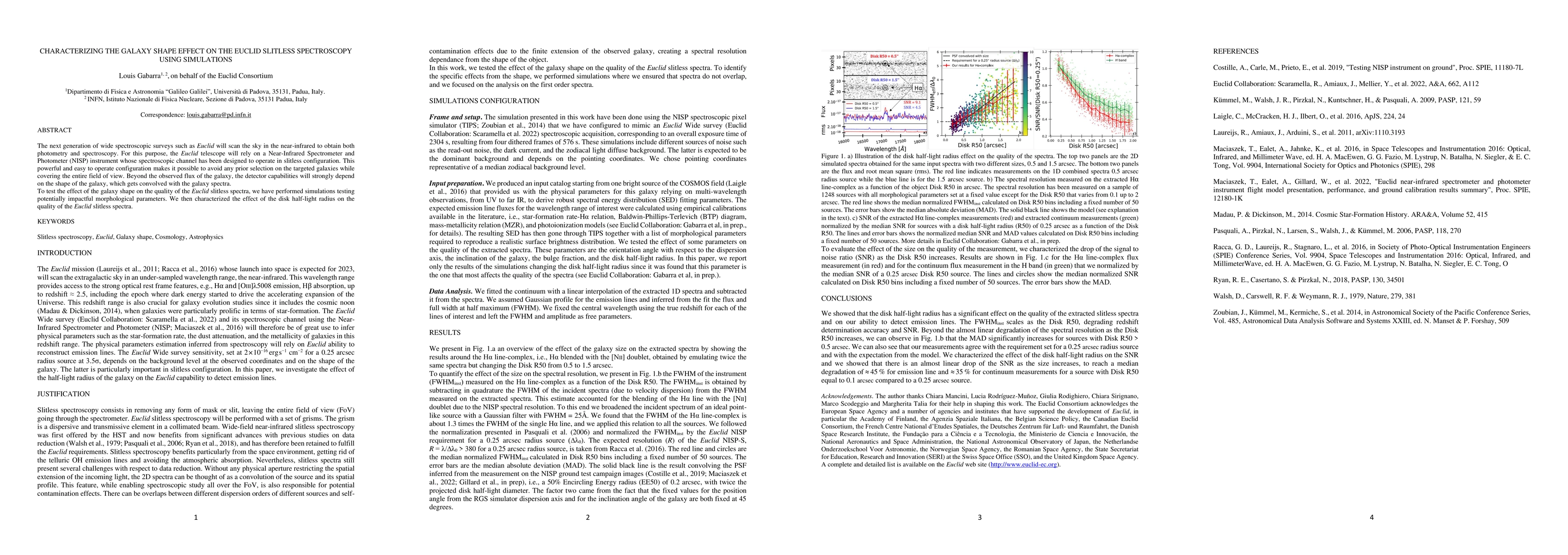 Thumbnail for Characterizing the galaxy shape effect on the Euclid slitless
  spectroscopy using simulations