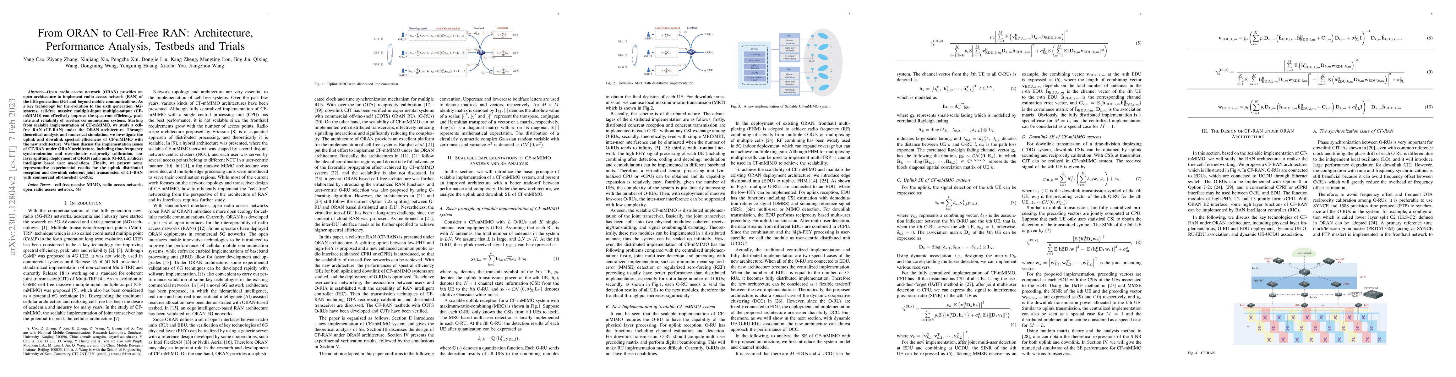 Thumbnail for From ORAN to Cell-Free RAN: Architecture, Performance Analysis, Testbeds
  and Trials