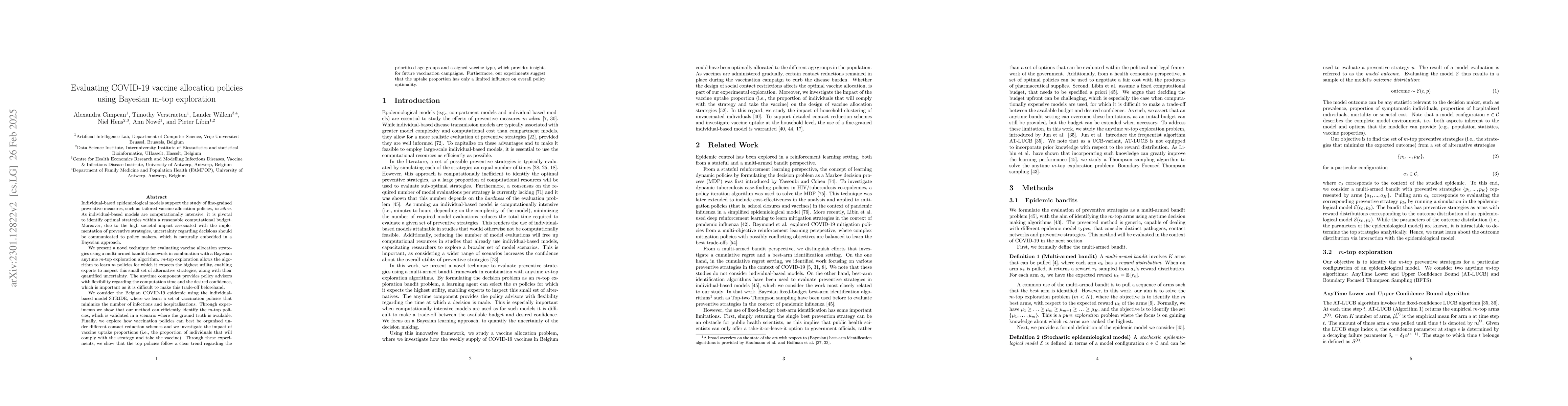 Thumbnail for Evaluating COVID-19 vaccine allocation policies using Bayesian $m$-top
  exploration