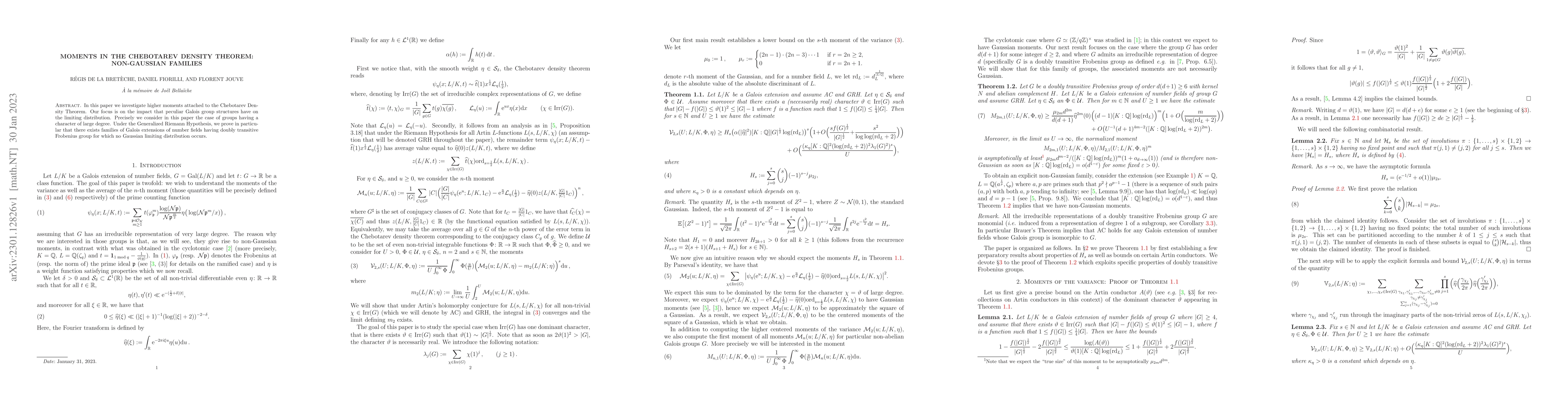 Thumbnail for Moments in the Chebotarev density theorem: non-Gaussian families