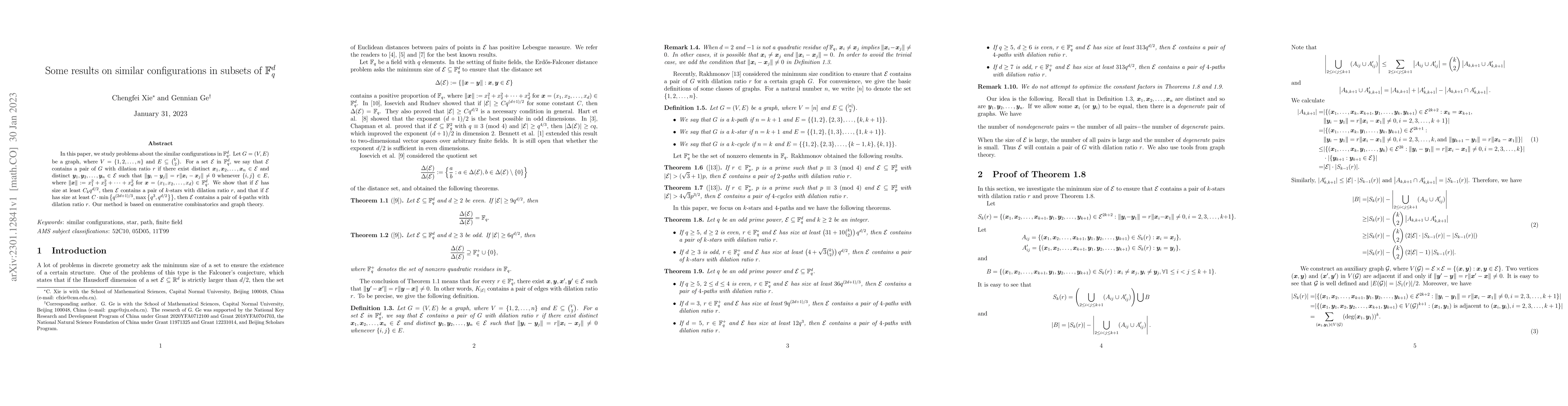 Thumbnail for Some results on similar configurations in subsets of $\mathbb{F}_q^d$