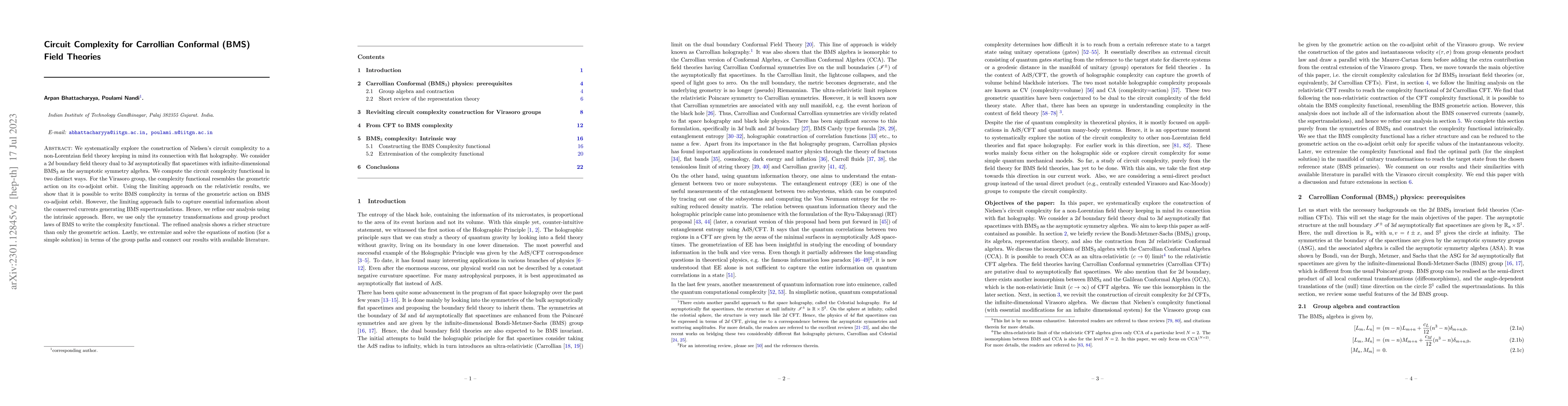 Thumbnail for Circuit Complexity for Carrollian Conformal (BMS) Field Theories
