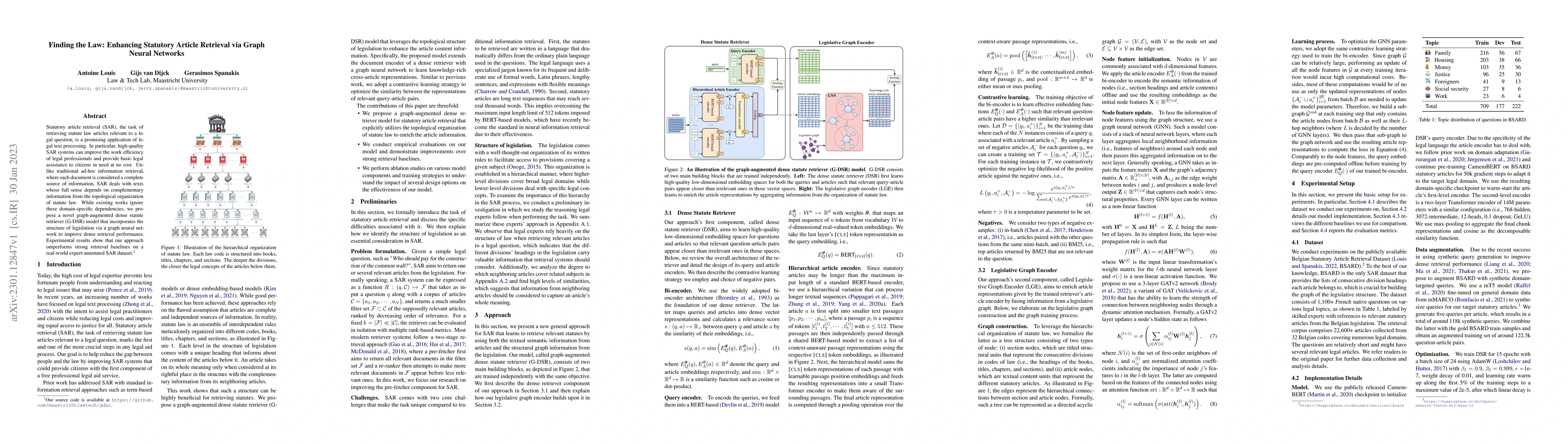 Thumbnail for Finding the Law: Enhancing Statutory Article Retrieval via Graph Neural
  Networks