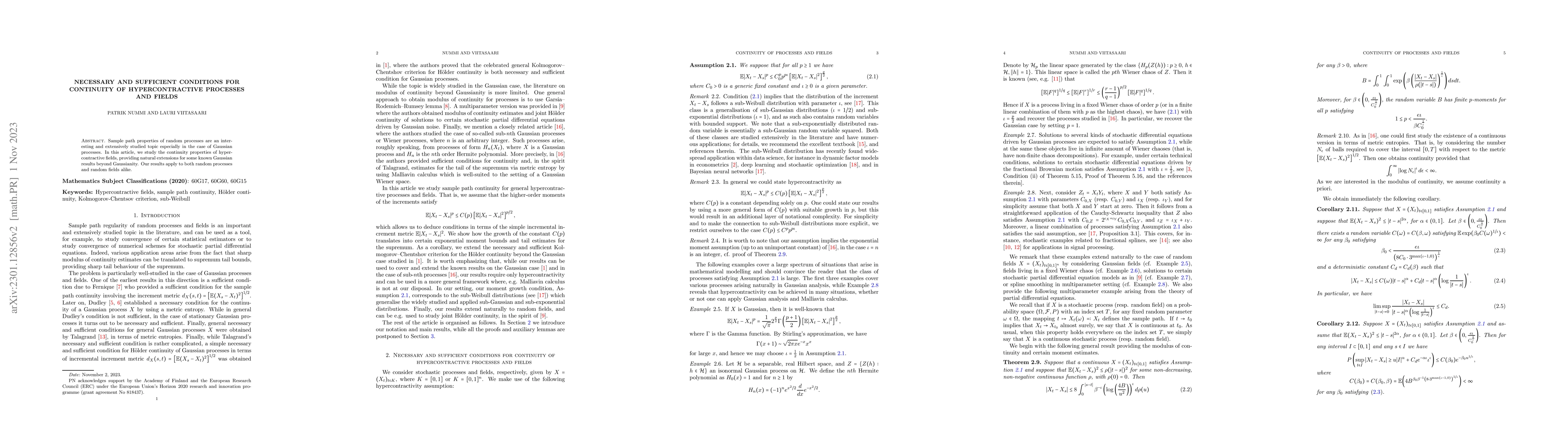 Thumbnail for Necessary and sufficient conditions for continuity of hypercontractive
  processes and fields