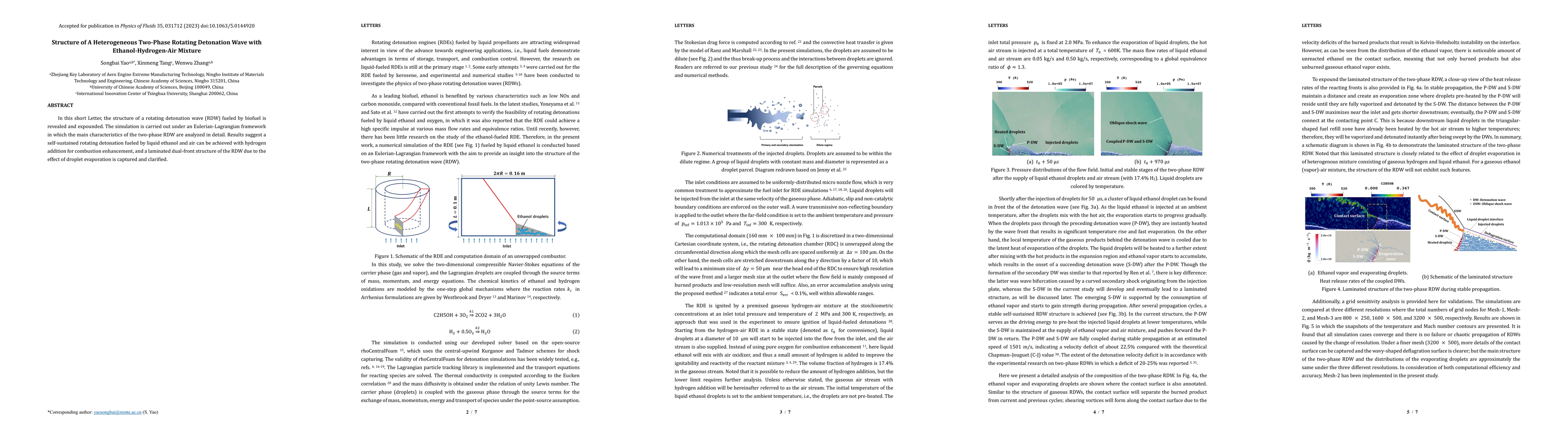 Thumbnail for Structure of A Heterogeneous Two-Phase Rotating Detonation Wave with
  Ethanol-Hydrogen-Air Mixture