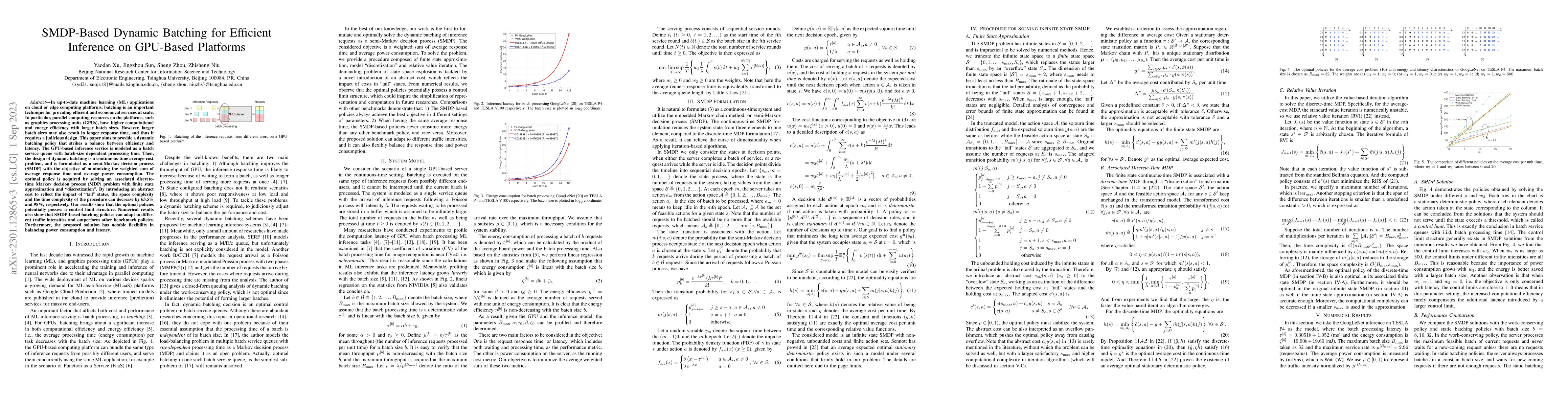 Thumbnail for SMDP-Based Dynamic Batching for Efficient Inference on GPU-Based
  Platforms