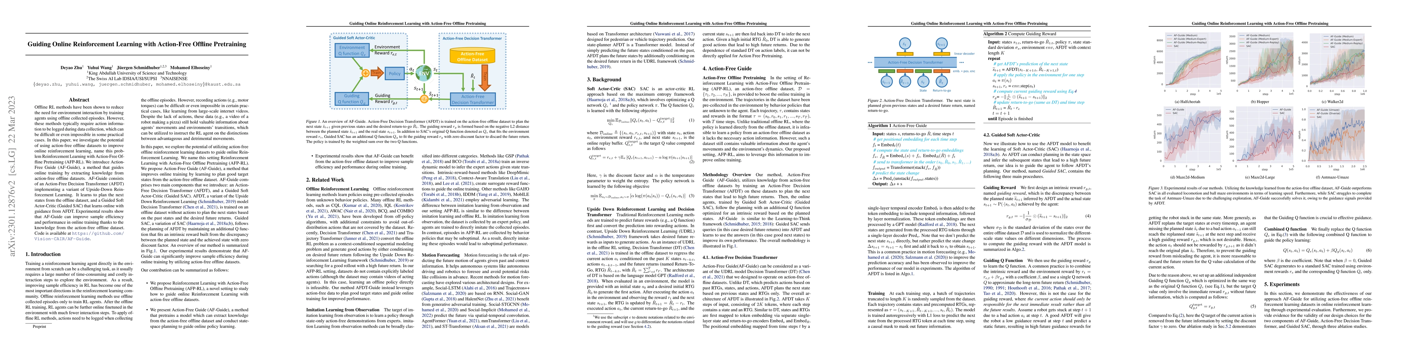 Thumbnail for Guiding Online Reinforcement Learning with Action-Free Offline
  Pretraining