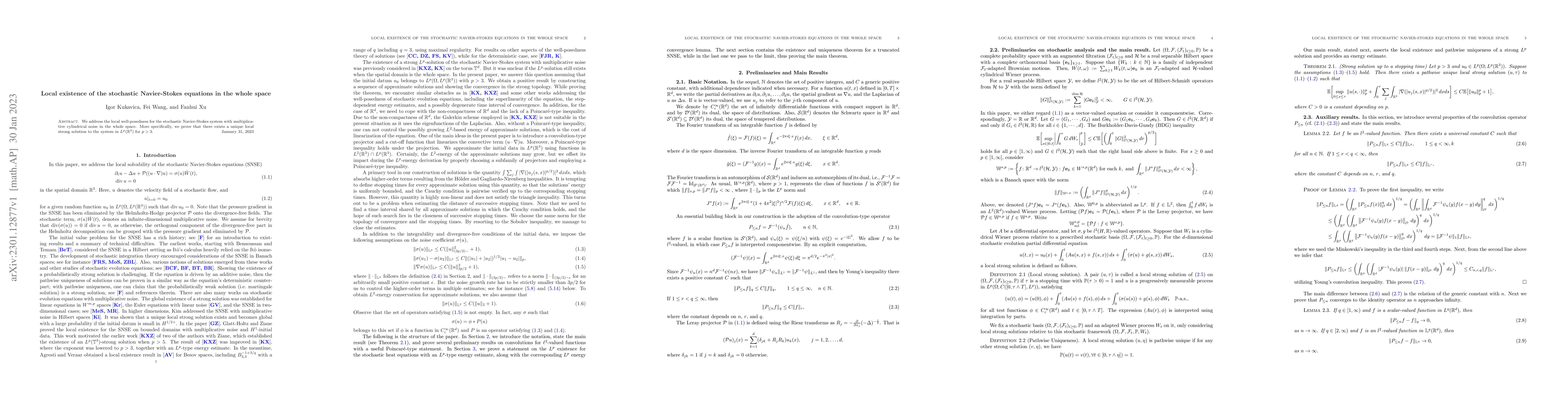 Thumbnail for Local existence of the stochastic Navier-Stokes equations in the whole
  space
