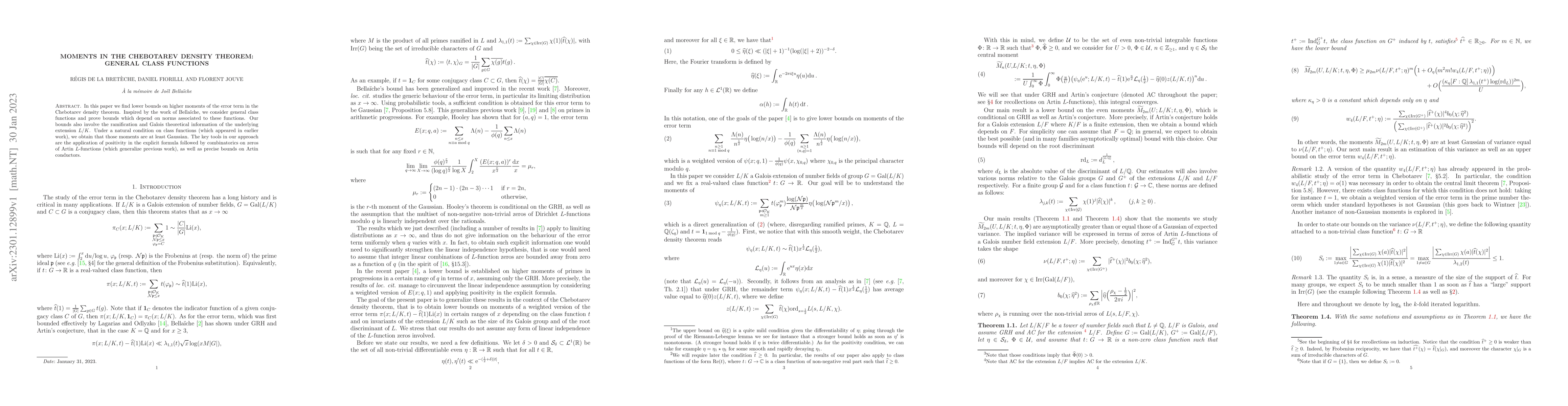 Thumbnail for Moments in the Chebotarev density theorem: general class functions