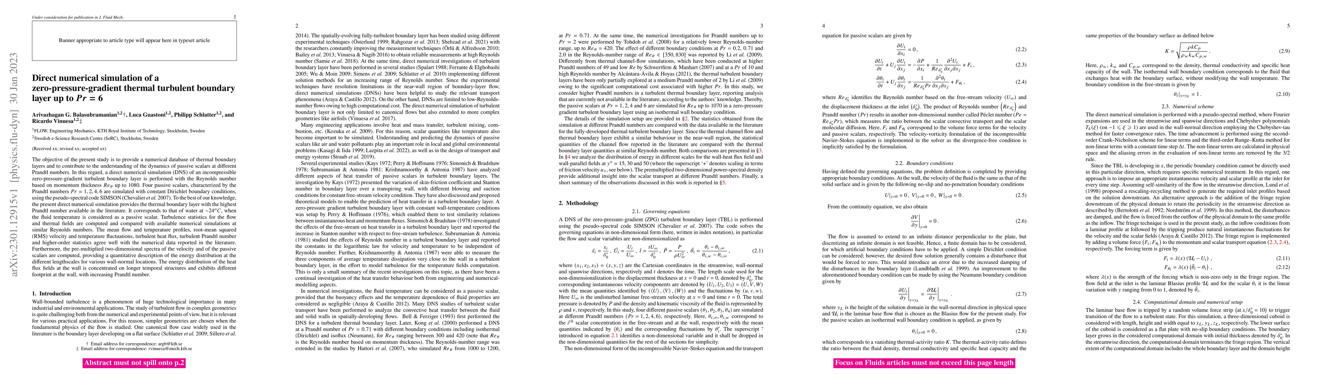 Thumbnail for Direct numerical simulation of a zero-pressure-gradient thermal
  turbulent boundary layer up to $\textrm{Pr = 6}$