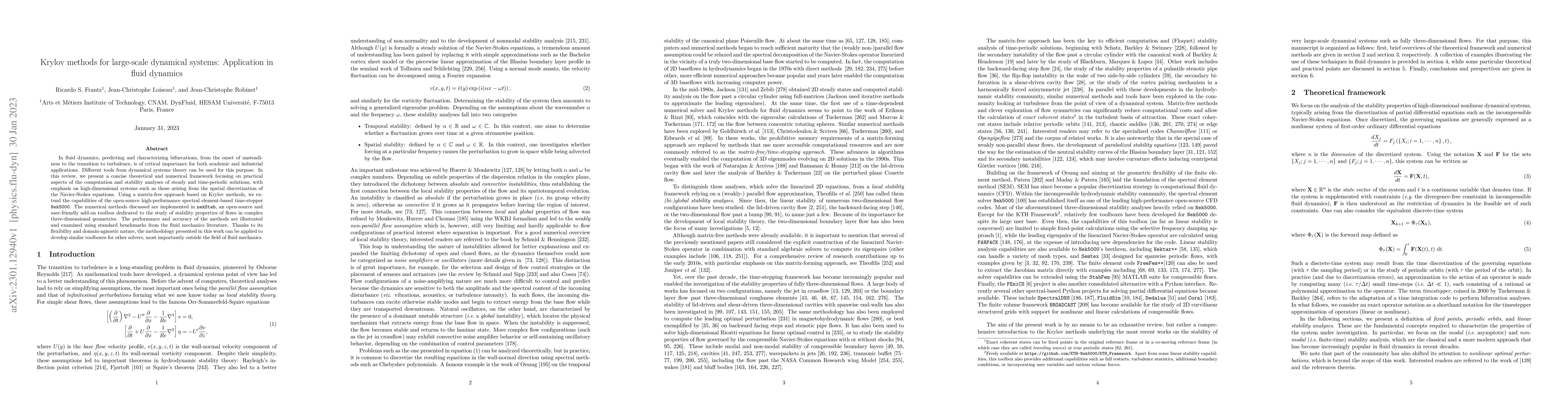 Thumbnail for Krylov methods for large-scale dynamical systems: Application in fluid
  dynamics