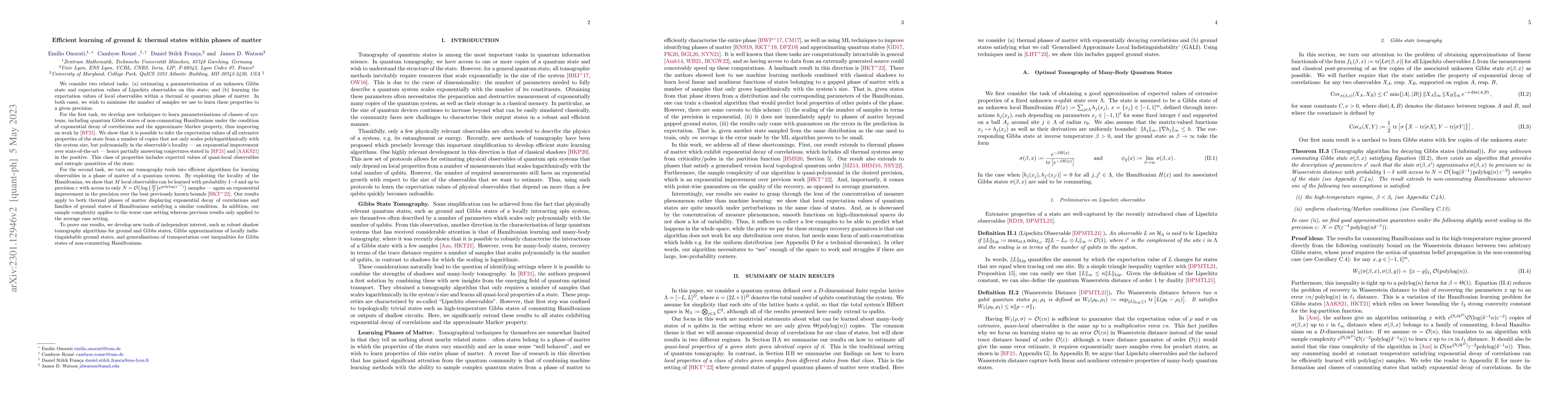 Thumbnail for Efficient learning of ground & thermal states within phases of matter