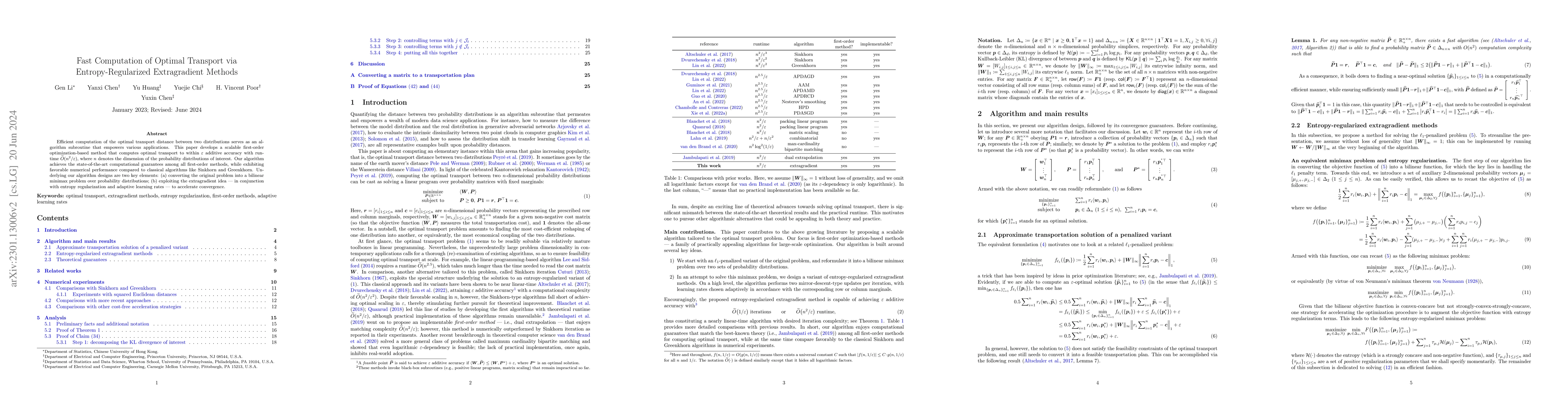 Thumbnail for Fast Computation of Optimal Transport via Entropy-Regularized
  Extragradient Methods