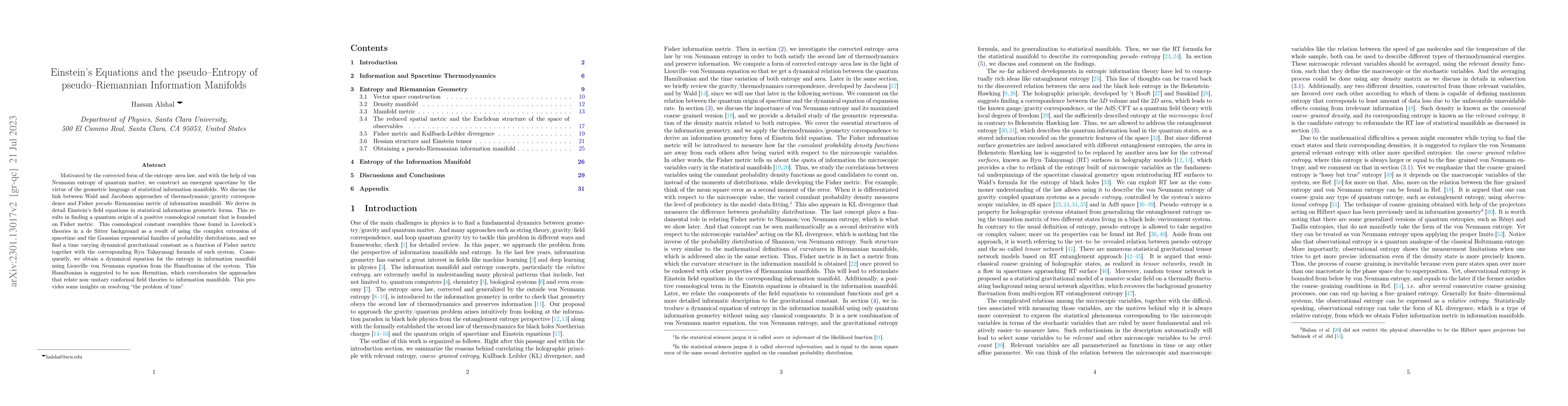 Thumbnail for Einstein's equations and the pseudo-entropy of pseudo-Riemannian
  information manifolds