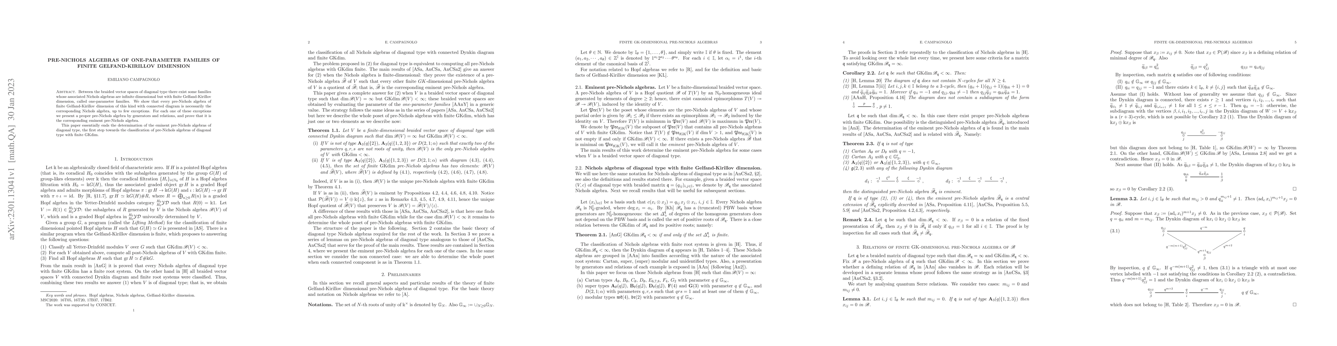 Thumbnail for Pre-Nichols algebras of one-parameter families of finite
  Gelfand-Kirillov dimension