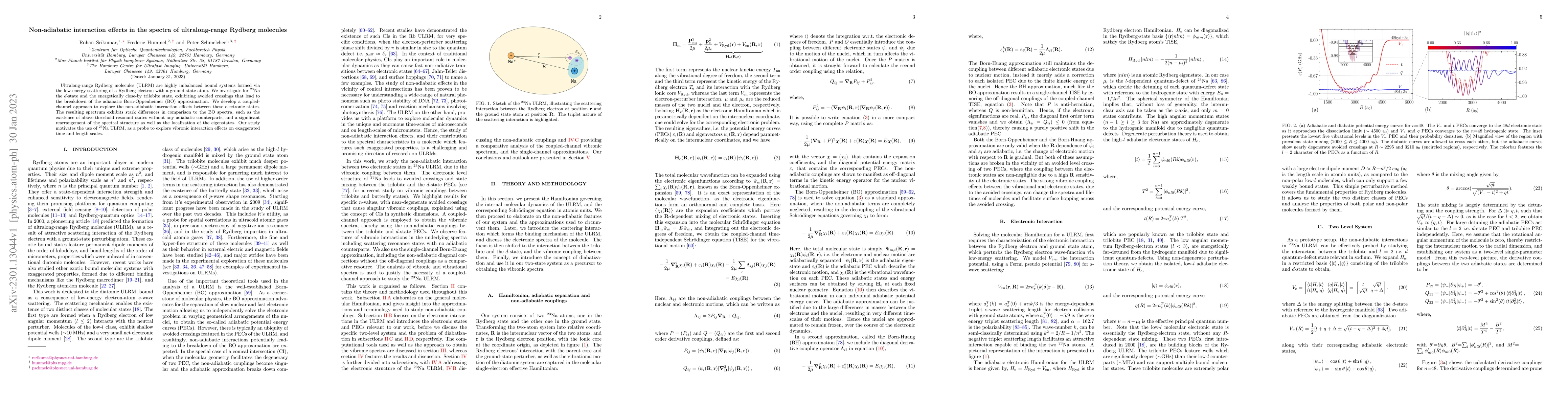 Thumbnail for Non-adiabatic interaction effects in the spectra of ultralong-range
  Rydberg molecules