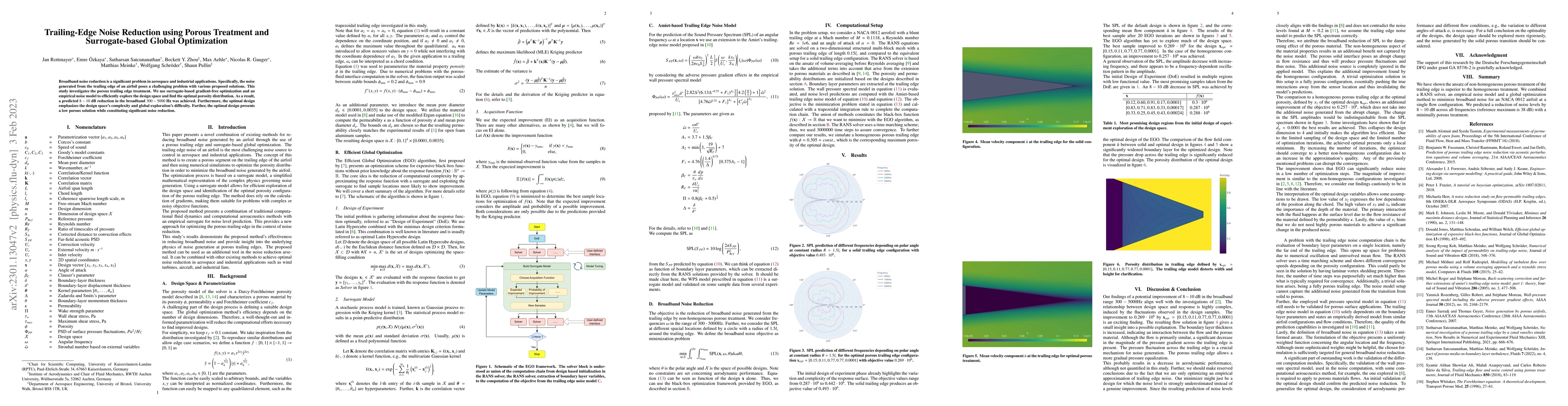 Thumbnail for Trailing-Edge Noise Reduction using Porous Treatment and Surrogate-based
  Global Optimization