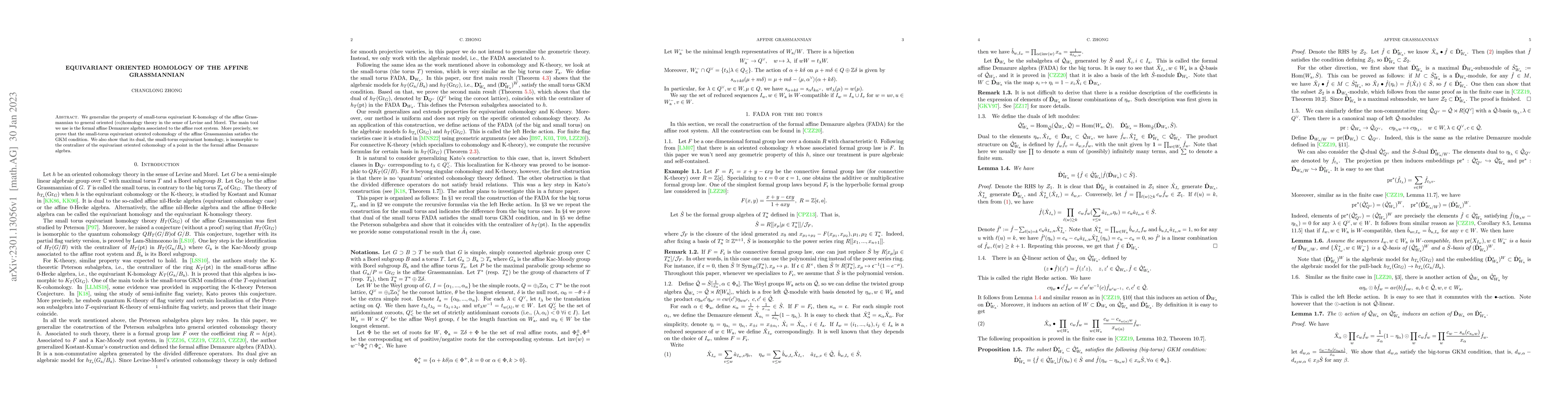 Thumbnail for Equivariant oriented homology of the affine Grassmannian