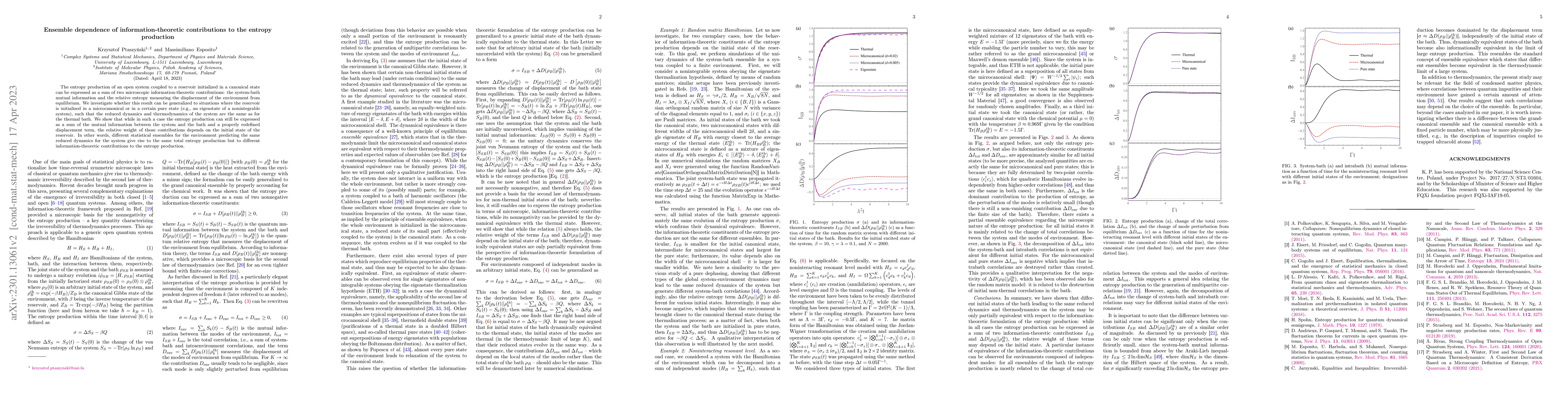 Thumbnail for Ensemble dependence of information-theoretic contributions to the
  entropy production