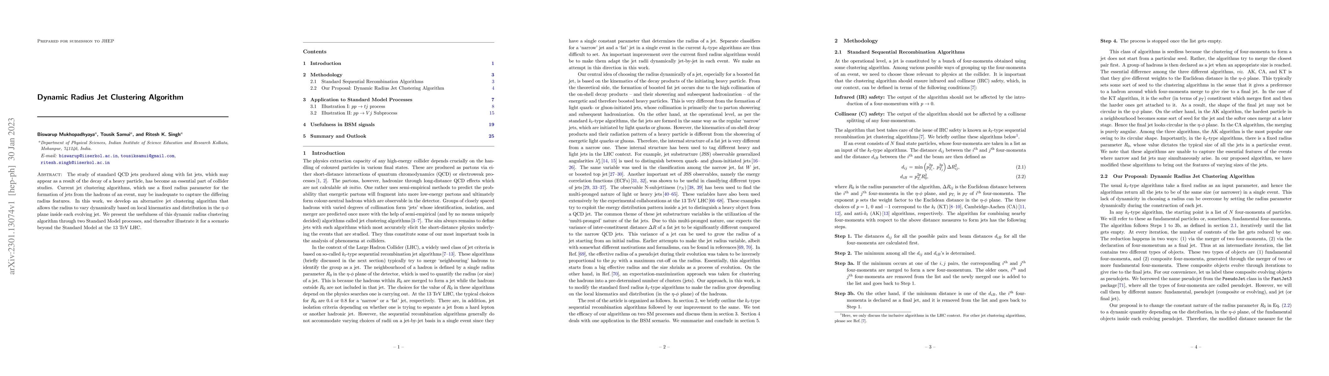 Thumbnail for Dynamic Radius Jet Clustering Algorithm