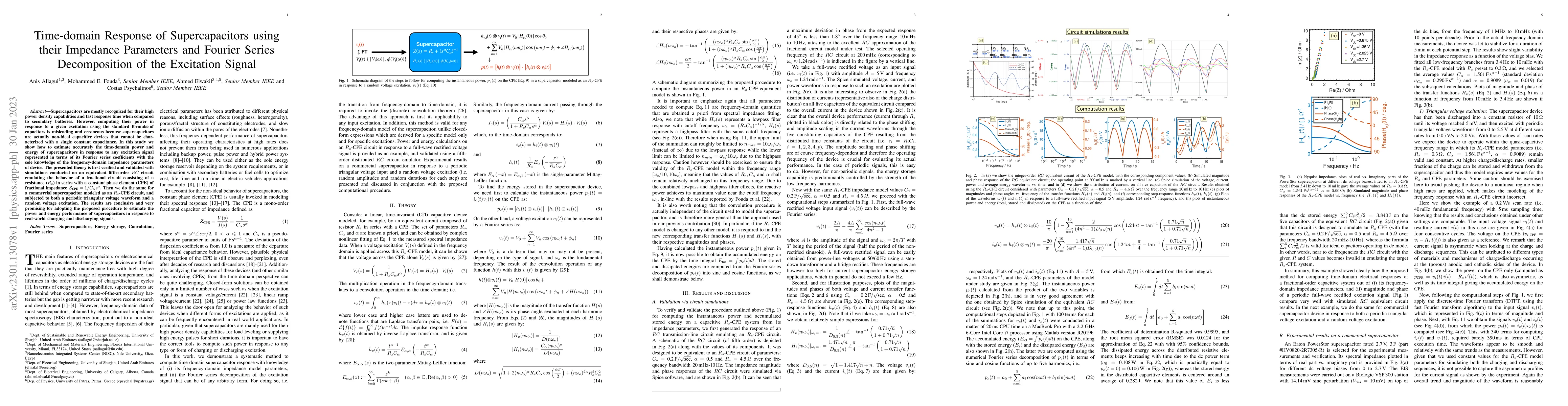 Thumbnail for Time-domain Response of Supercapacitors using their Impedance Parameters
  and Fourier Series Decomposition of the Excitation Signal