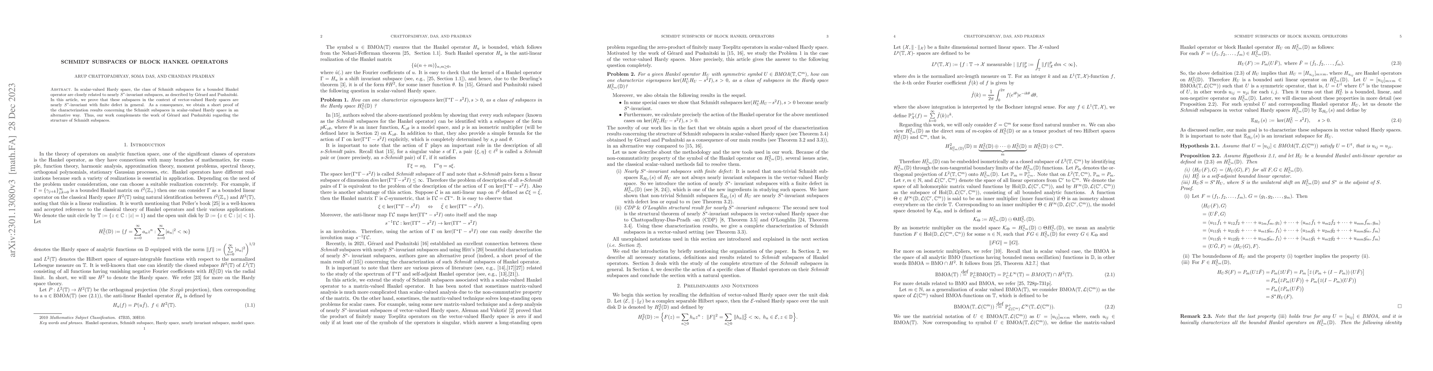 Thumbnail for Schmidt subspaces of block Hankel operators