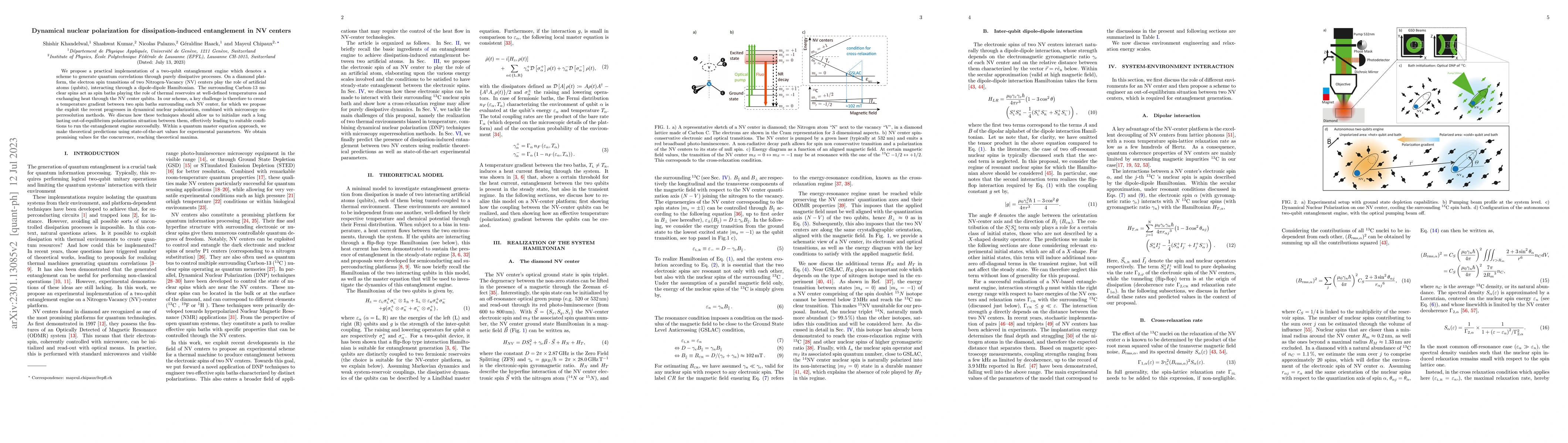 Thumbnail for Dynamical nuclear polarization for dissipation-induced entanglement in
  NV centers