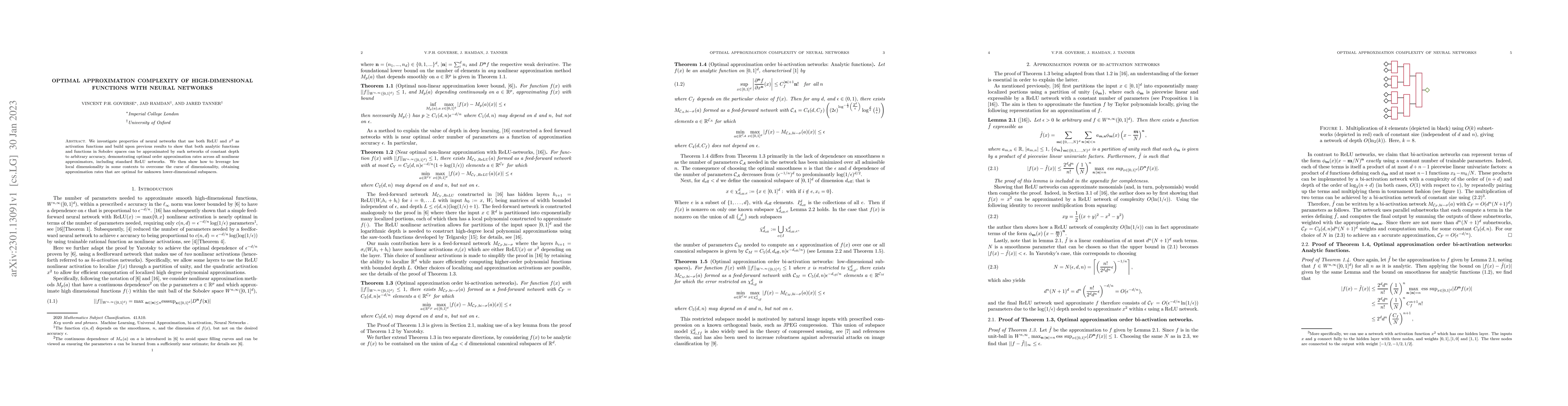 Thumbnail for Optimal Approximation Complexity of High-Dimensional Functions with
  Neural Networks