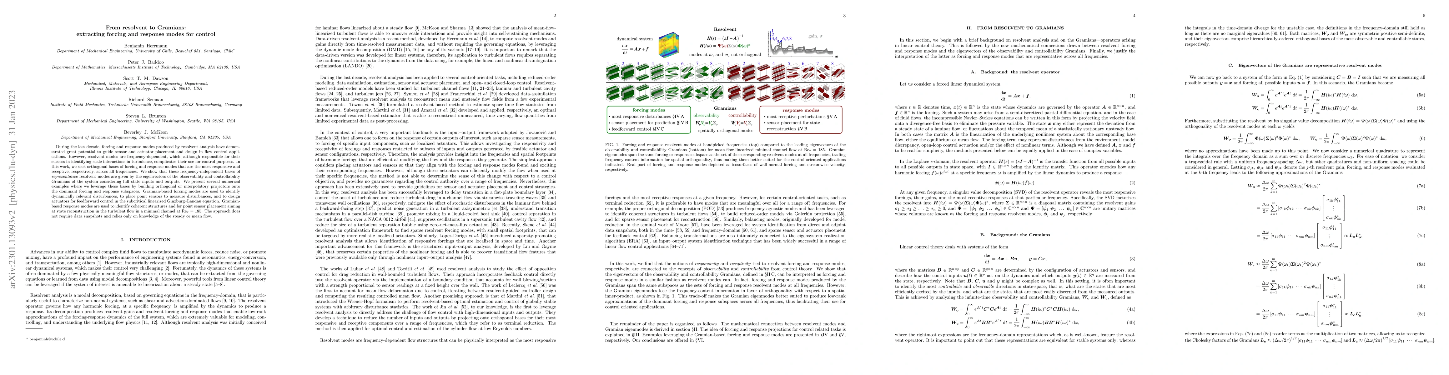 Thumbnail for From resolvent to Gramians: extracting forcing and response modes for
  control