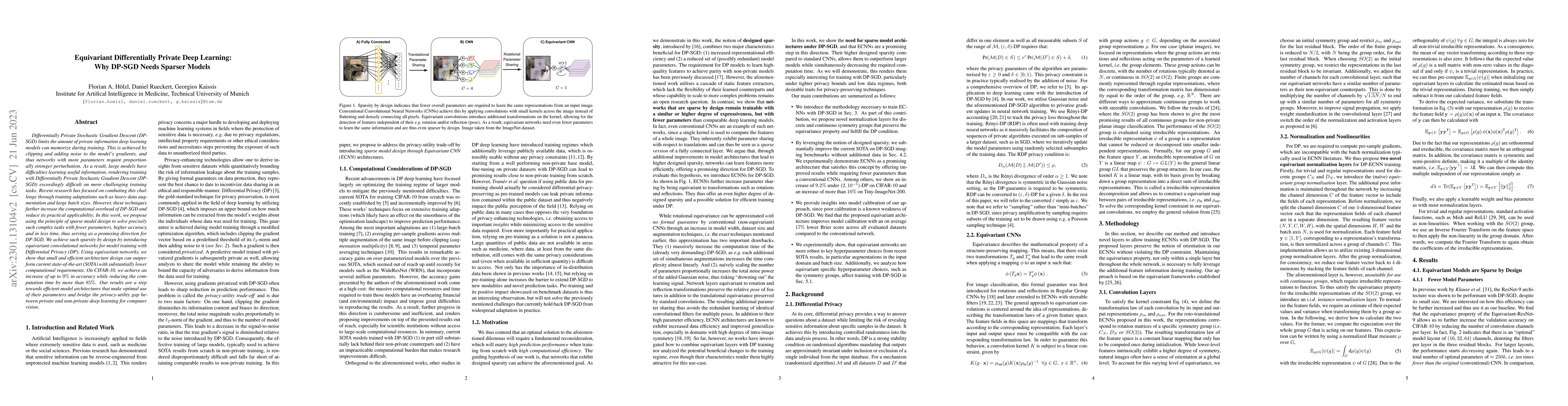 Thumbnail for Equivariant Differentially Private Deep Learning: Why DP-SGD Needs
  Sparser Models