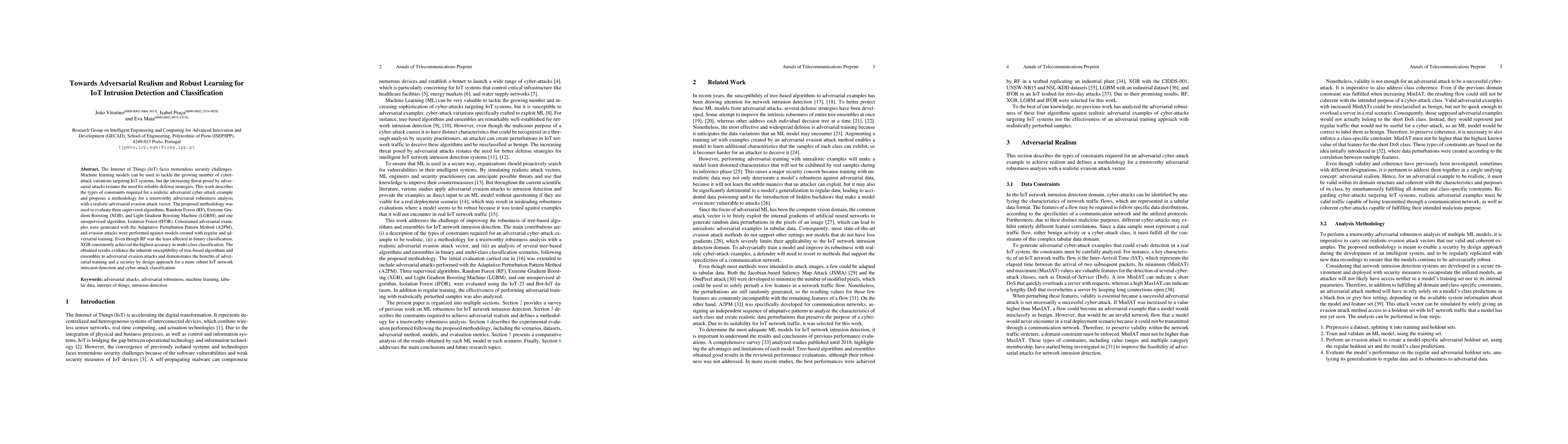 Thumbnail for Towards Adversarial Realism and Robust Learning for IoT Intrusion
  Detection and Classification